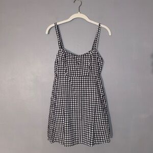 JOHN GALT Black Checkered Gingham Plaid Cotton Mini Dress Small